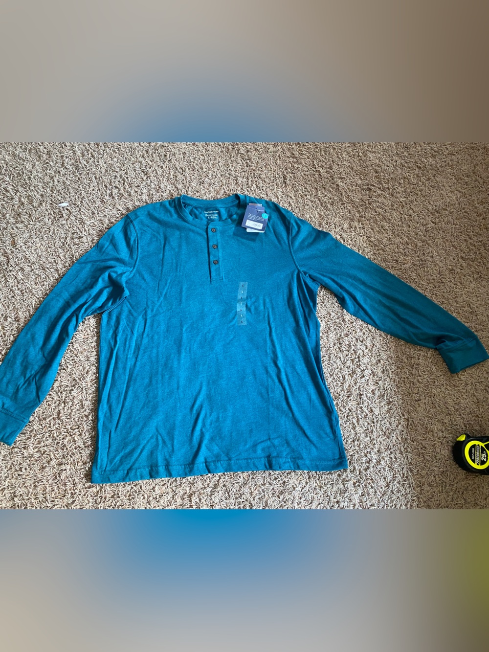 L Men's Teal Long-Sleeve Croft&Barrow knit